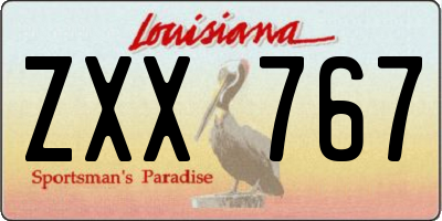 LA license plate ZXX767