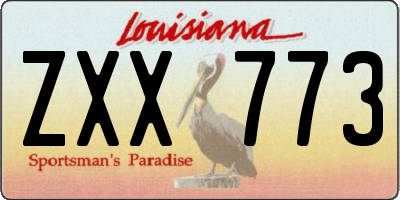 LA license plate ZXX773