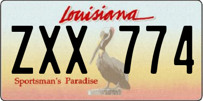 LA license plate ZXX774