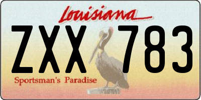 LA license plate ZXX783