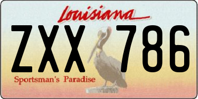 LA license plate ZXX786