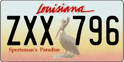 LA license plate ZXX796