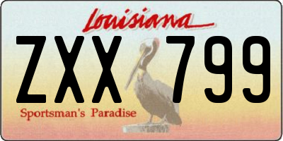 LA license plate ZXX799