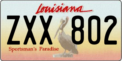 LA license plate ZXX802