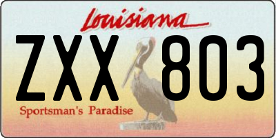 LA license plate ZXX803