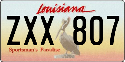 LA license plate ZXX807