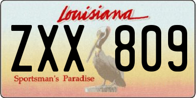 LA license plate ZXX809