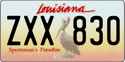 LA license plate ZXX830