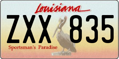 LA license plate ZXX835