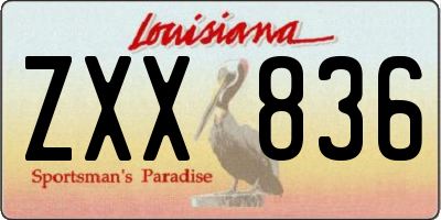 LA license plate ZXX836