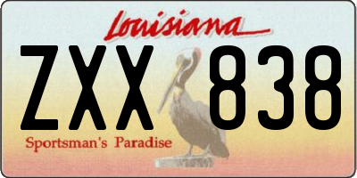 LA license plate ZXX838