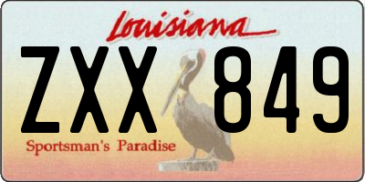 LA license plate ZXX849