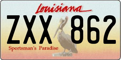 LA license plate ZXX862