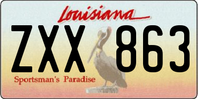 LA license plate ZXX863