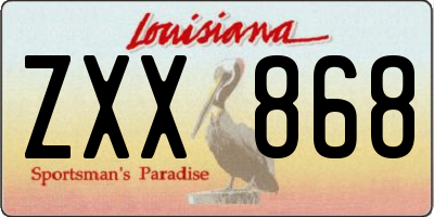 LA license plate ZXX868