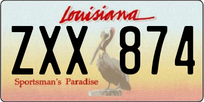 LA license plate ZXX874