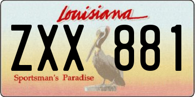 LA license plate ZXX881