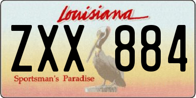 LA license plate ZXX884