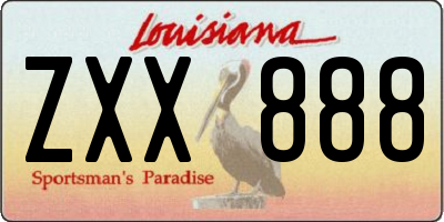 LA license plate ZXX888