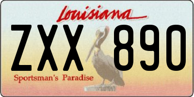 LA license plate ZXX890