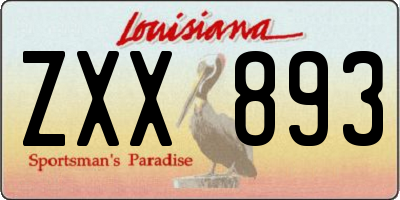 LA license plate ZXX893