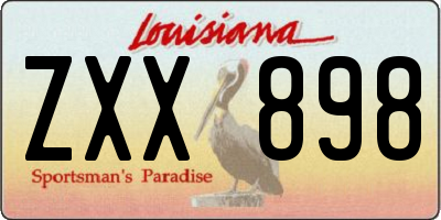 LA license plate ZXX898