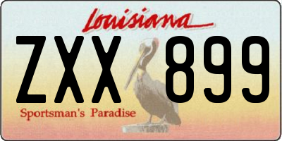 LA license plate ZXX899