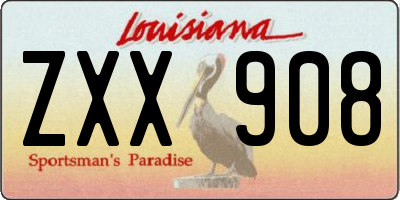 LA license plate ZXX908