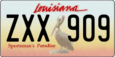 LA license plate ZXX909