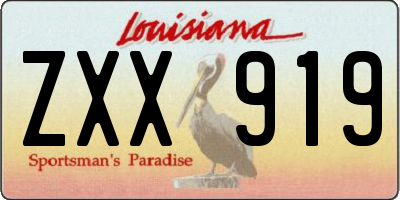 LA license plate ZXX919