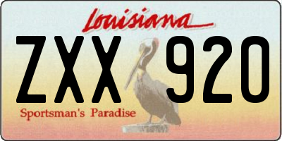 LA license plate ZXX920