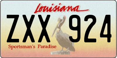 LA license plate ZXX924