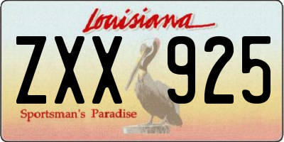 LA license plate ZXX925