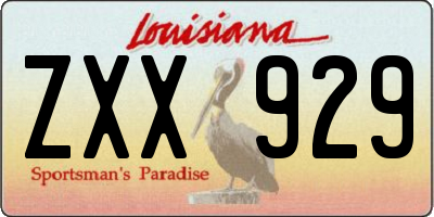 LA license plate ZXX929