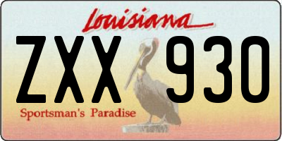LA license plate ZXX930