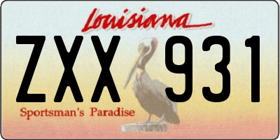 LA license plate ZXX931