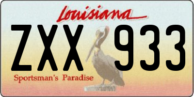 LA license plate ZXX933