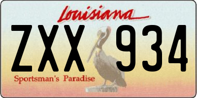 LA license plate ZXX934