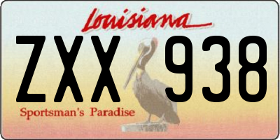 LA license plate ZXX938