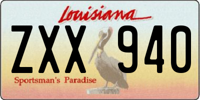 LA license plate ZXX940