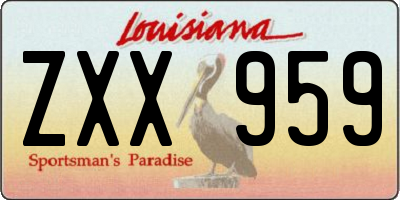 LA license plate ZXX959