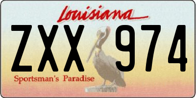LA license plate ZXX974