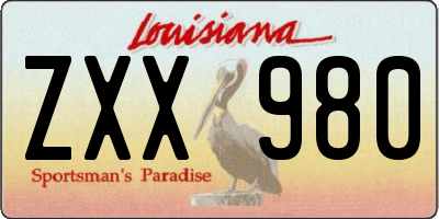 LA license plate ZXX980