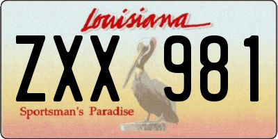 LA license plate ZXX981