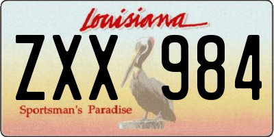 LA license plate ZXX984