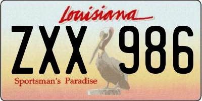 LA license plate ZXX986