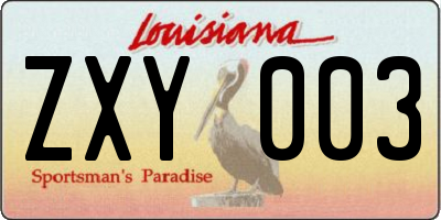 LA license plate ZXY003