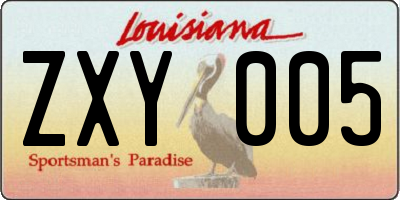 LA license plate ZXY005