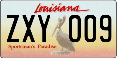 LA license plate ZXY009