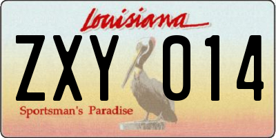 LA license plate ZXY014